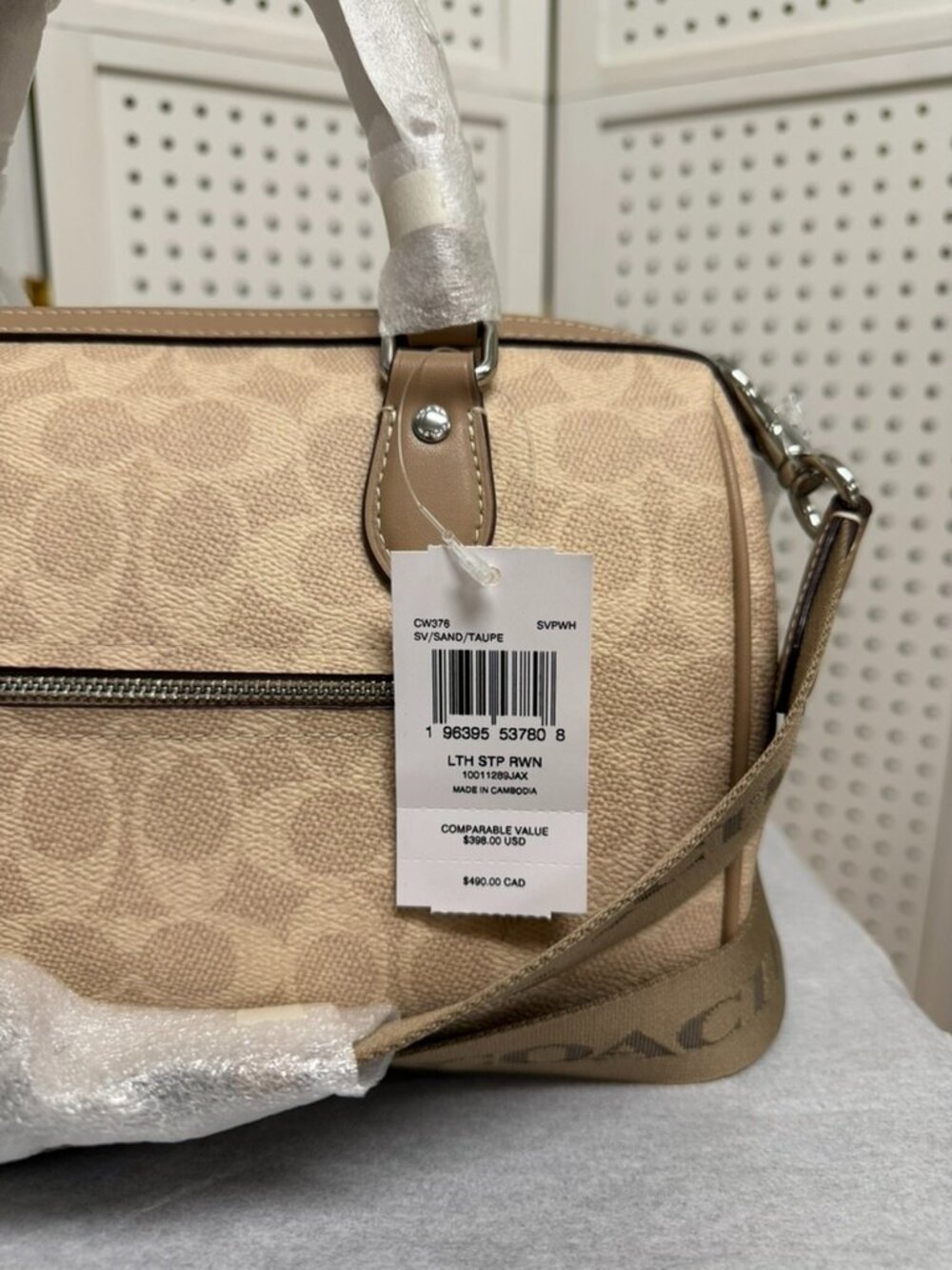 Coach Rowan Satchel Signature Canvas Cream Tan Sand Taupe CW376 Crossbody NWT - Picture 3 of 5
